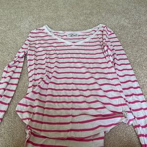 abercrombie pink and white long sleeve t